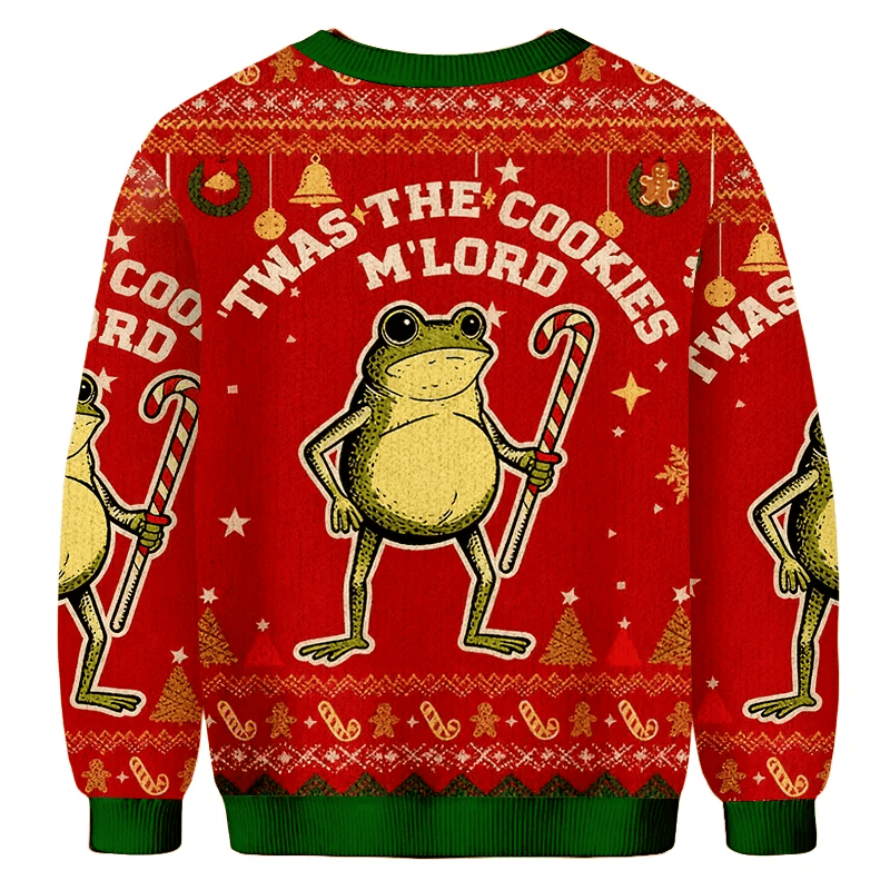 Twas The Cookies M'lord Funny Frog Ugly Sweater, Funny Christmas Ugly Sweatshirt, Xmas Ugly Sweater