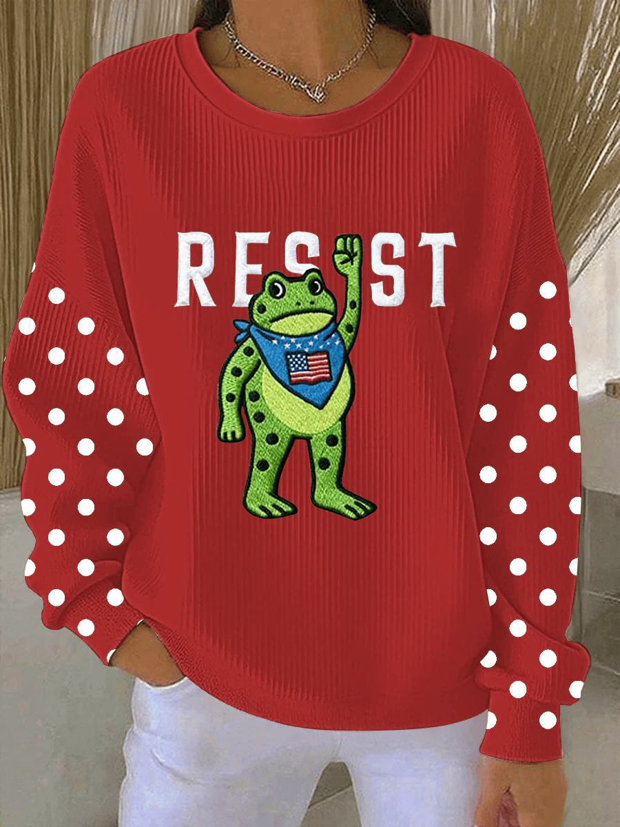 Portland Frog Resist Red Funny Ugly Sweater, Ugly Xmas Sweater, Christmas Ugly Sweatshirt