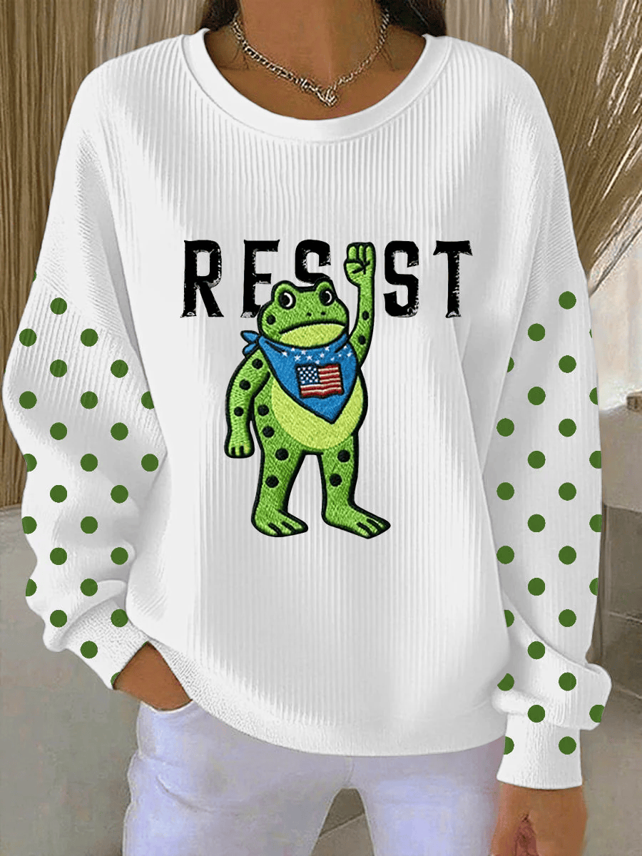 Portland Frog Resist White Funny Ugly Sweater, Ugly Xmas Sweater, Christmas Ugly Sweatshirt