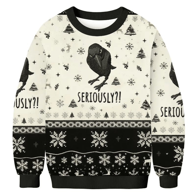 Raven Seriously Ugly Sweater, Funny Christmas Ugly Sweatshirt, Xmas Ugly Sweater