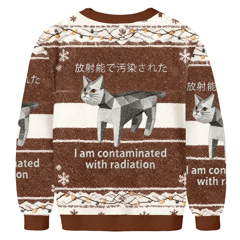 I Am Contaminated With Radiation Cat Meme Ugly Sweater, Christmas Ugly Sweatshirt, Xmas Ugly Sweater