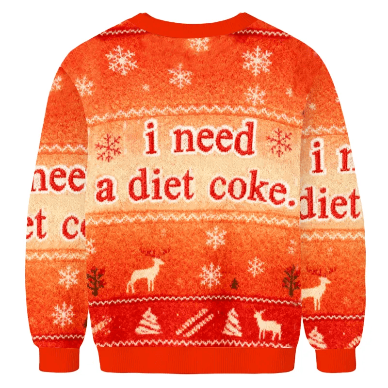 I Need A Diet Coke Ugly Sweater, Funny Christmas Ugly Sweatshirt, Xmas Ugly Sweater