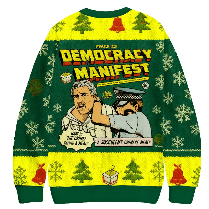 This is Democracy Manifest Vintage Green Ugly Sweater, Funny Christmas Ugly Sweatshirt, Xmas Ugly Sweater
