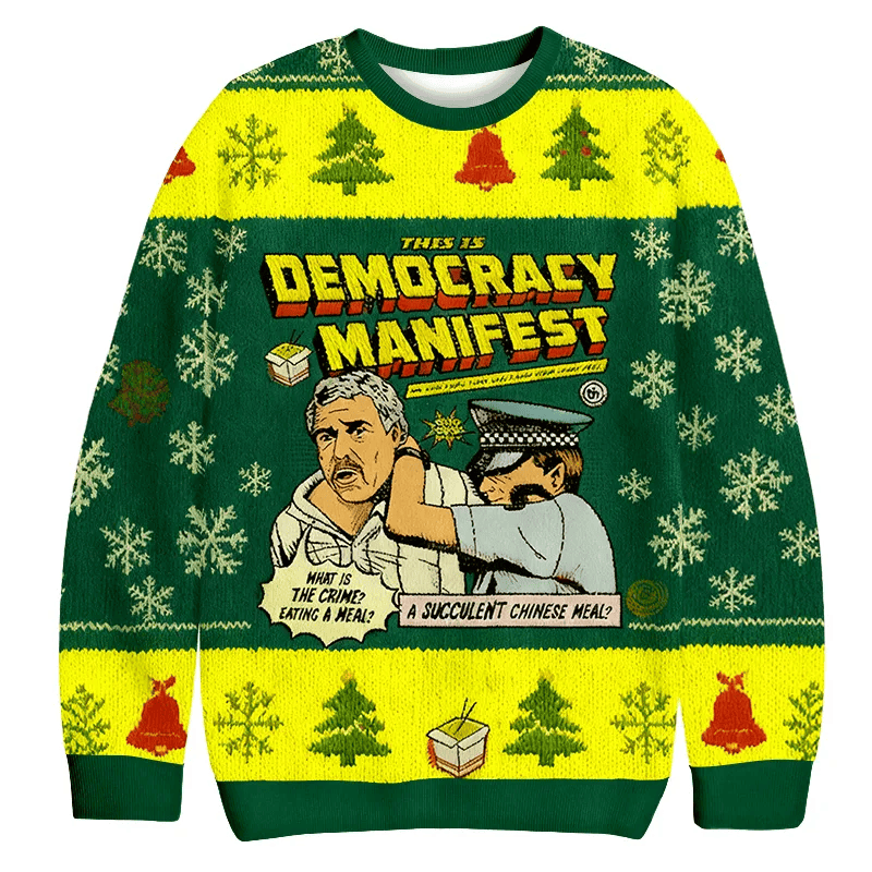 This is Democracy Manifest Vintage Green Ugly Sweater, Funny Christmas Ugly Sweatshirt, Xmas Ugly Sweater