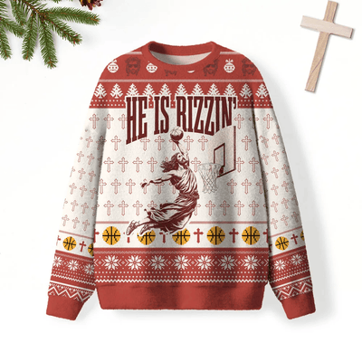 He Is Rizzin Furry Christian Funny Ugly Sweater, Ugly Xmas Sweater, Christmas Ugly Sweatshirt