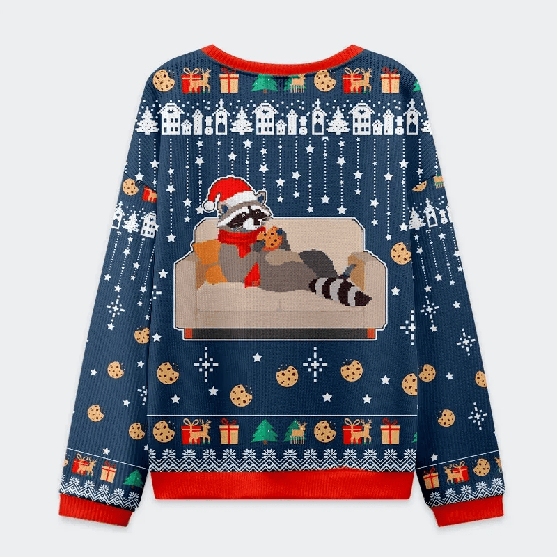 Raccoon Eats Pie Funny Ugly Sweater, Ugly Xmas Sweater, Christmas Ugly Sweatshirt