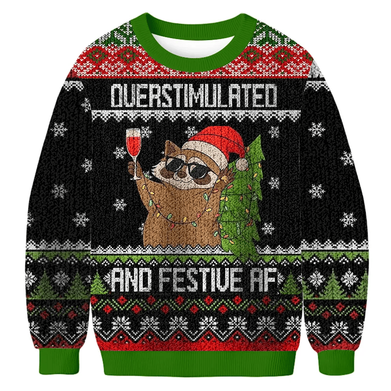 Raccoon Funny Ugly Sweater, Ugly Xmas Sweater, Christmas Ugly Sweatshirt