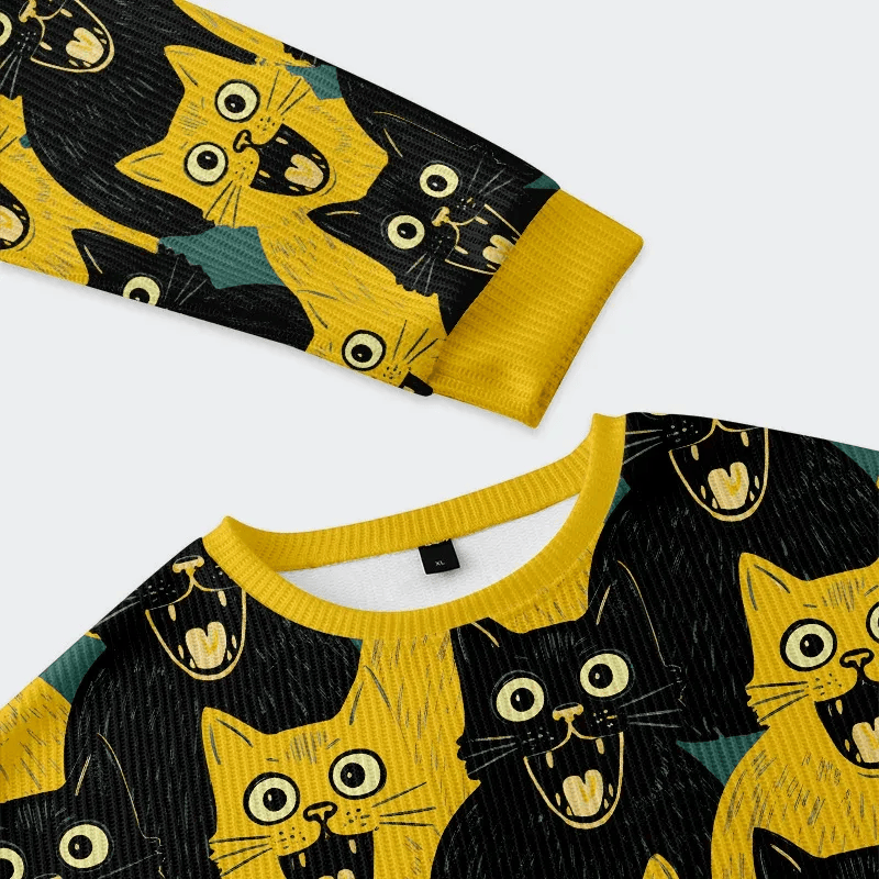 Yellow Cat And Black Cat Funny Ugly Sweater, Ugly Xmas Sweater, Christmas Ugly Sweatshirt