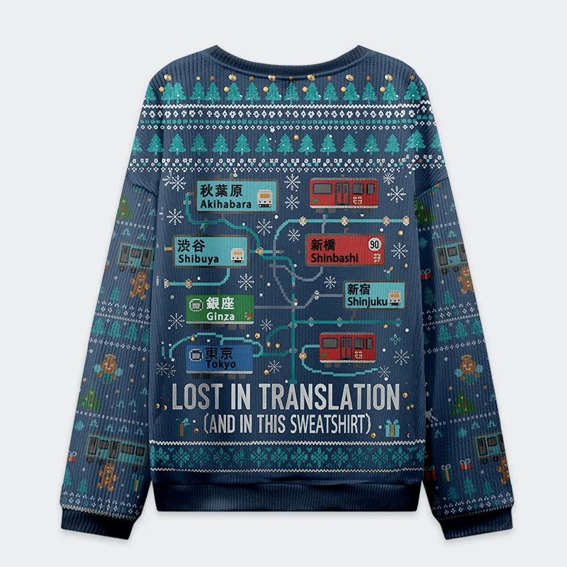 Exploring Tokyo Trains Lost in Translation Funny Ugly Sweater, Ugly Xmas Sweater, Christmas Ugly Sweatshirt