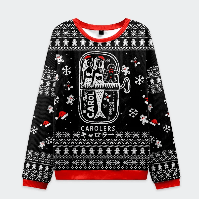 Mermaid And Gingerbread Man Funny Ugly Sweater, Ugly Xmas Sweater, Christmas Ugly Sweatshirt