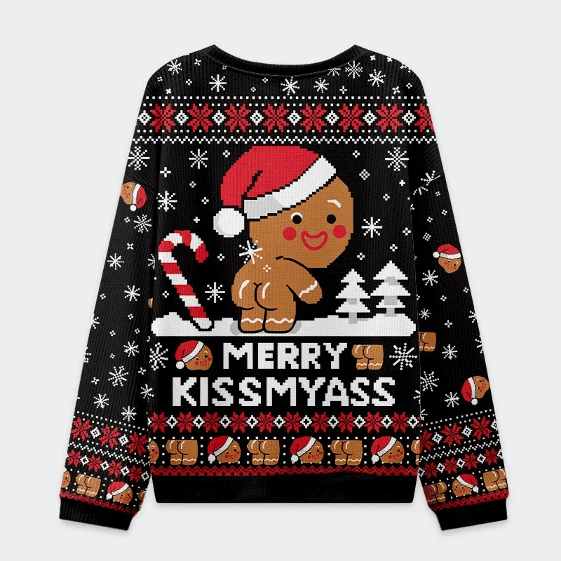 Kissing The Gingerbread Man's Butt Funny Ugly Sweater, Ugly Xmas Sweater, Christmas Ugly Sweatshirt
