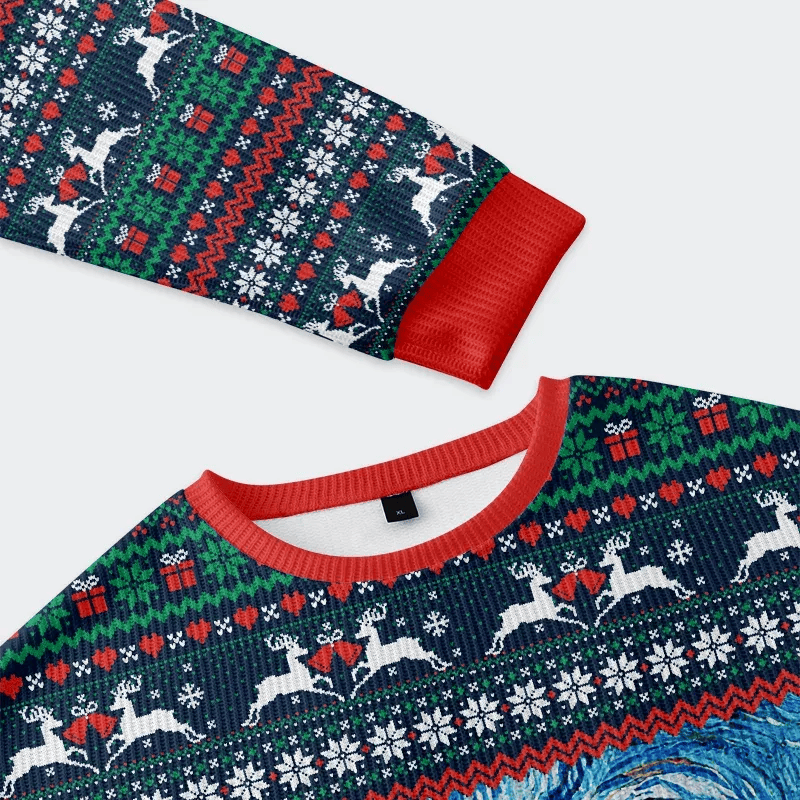 Rudolph Under The Starry Night Funny Ugly Sweater, Ugly Xmas Sweater, Christmas Ugly Sweatshirt