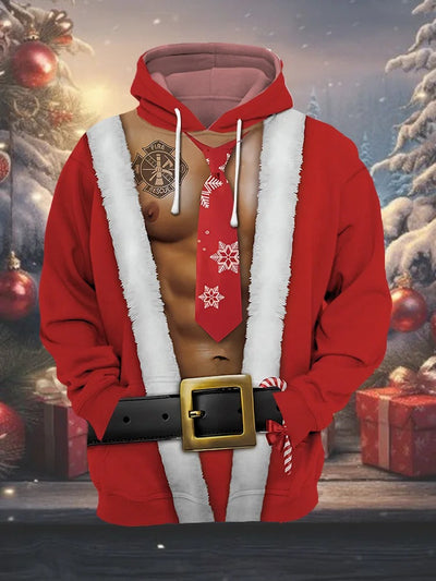 Christmas Pecs Santa Claus Costume Sweatshirt, Ugly Christmas Sweater, Christmas Hoodie