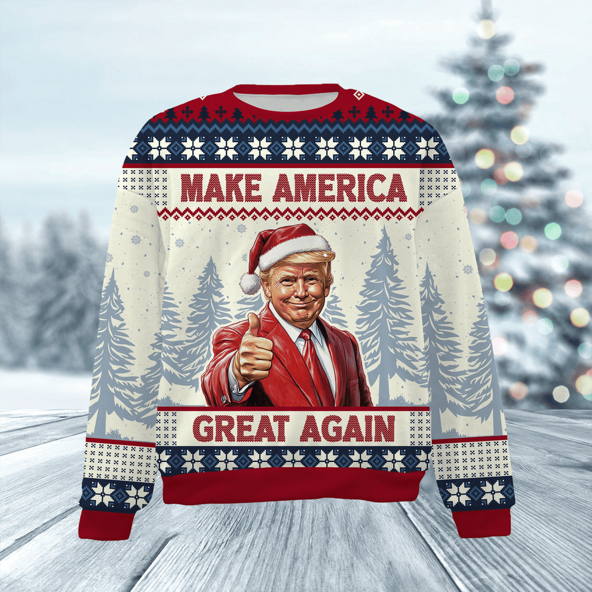 Trump Ugly Christmas Sweater, Make America Great Again Sweater ZZIPREV
