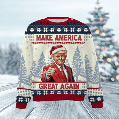 Trump Ugly Christmas Sweater, Make America Great Again Sweater ZZIPREV