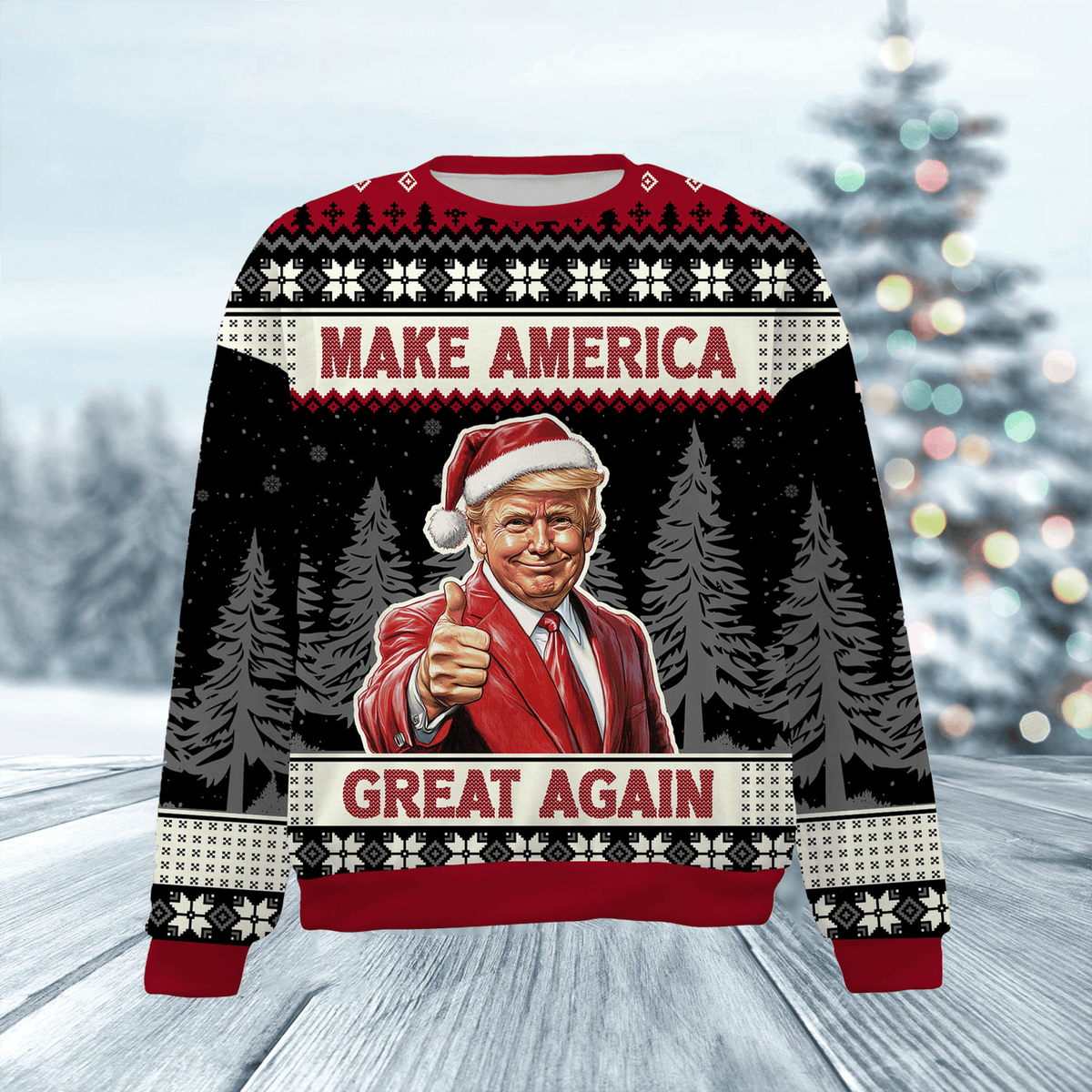 Trump Ugly Christmas Sweater, Make America Great Again Sweater ZZIPREV