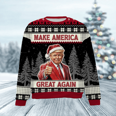 Trump Ugly Christmas Sweater, Make America Great Again Sweater ZZIPREV