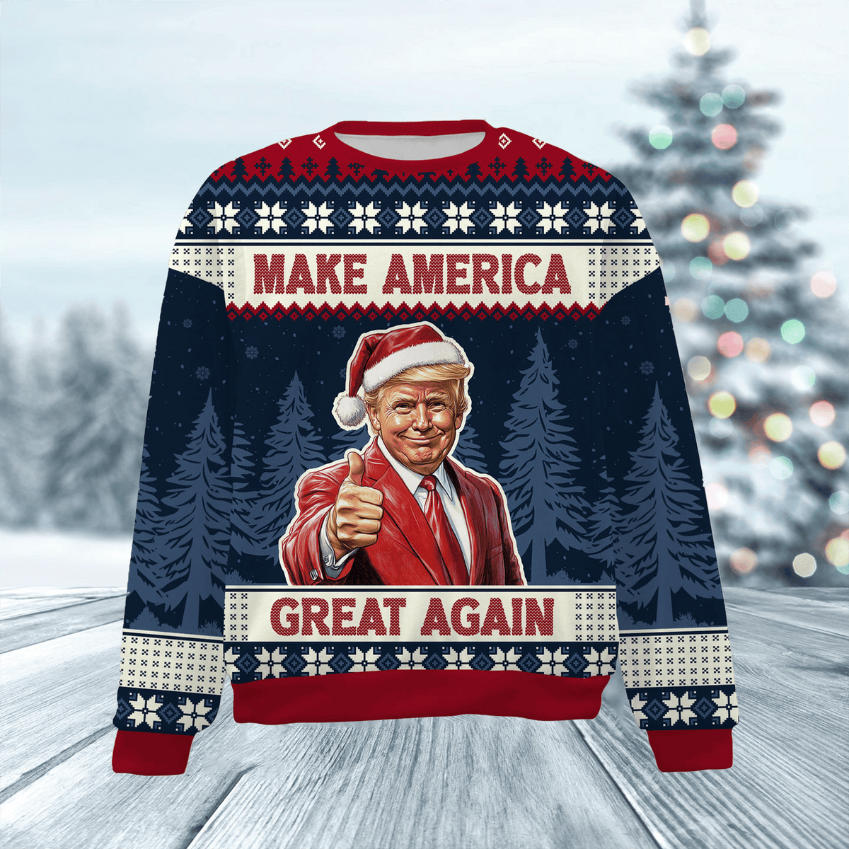 Trump Ugly Christmas Sweater, Make America Great Again Sweater ZZIPREV