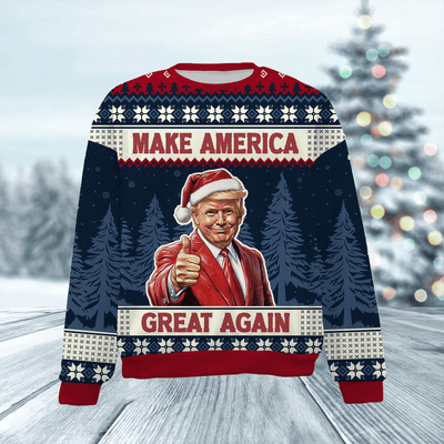 Trump Ugly Christmas Sweater, Make America Great Again Sweater ZZIPREV