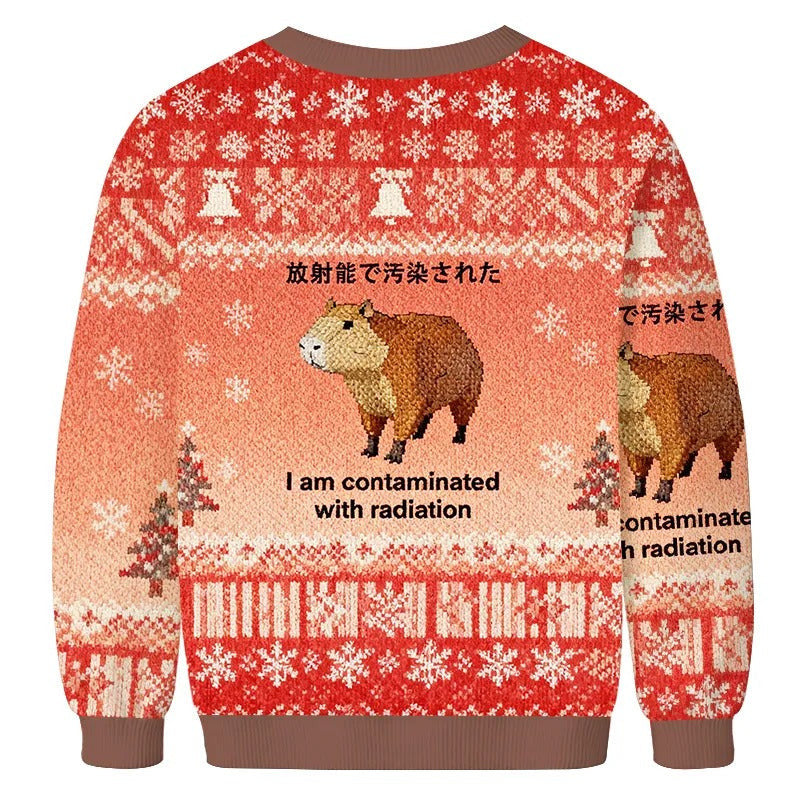 Capybara Contaminated By Radiation Ugly Sweater, Unique Christmas Gifts, Christmas Ugly Sweatshirt