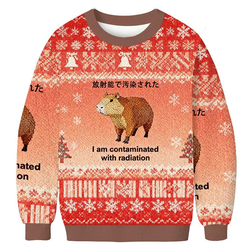 Capybara Contaminated By Radiation Ugly Sweater, Unique Christmas Gifts, Christmas Ugly Sweatshirt