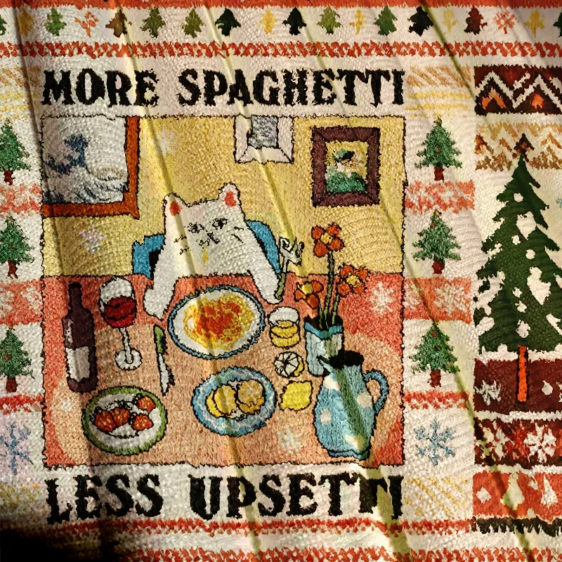 More Spaghetti Less Upsetti Cute Cat Meme Funny Ugly Sweater, Ugly Xmas Sweater, Christmas Ugly Sweatshirt