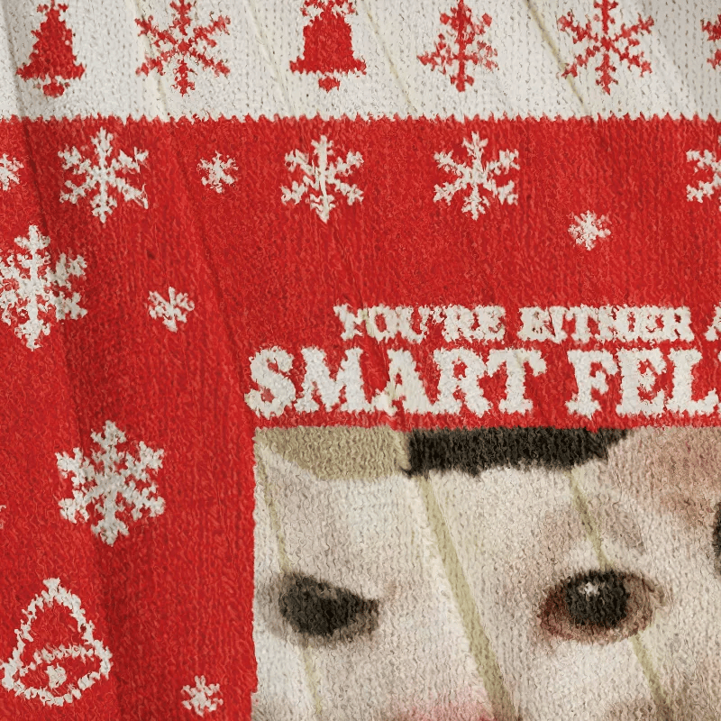 You're Either a Smart Fella Funny Cat Meme Vintage Christmas Sweater, Ugly Xmas Sweater, Christmas Ugly Sweatshirt