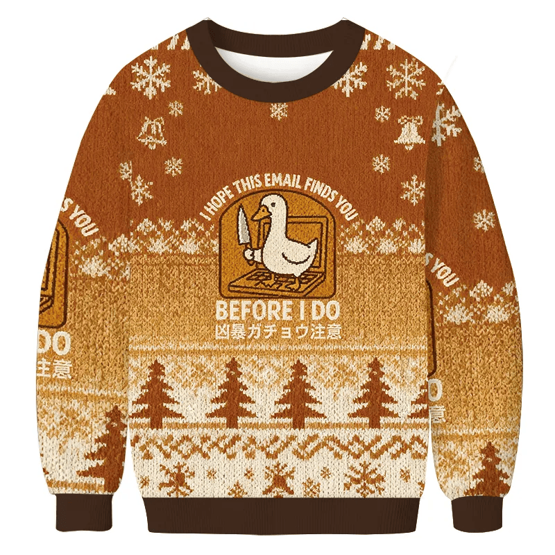 I Hope This Email Finds You Goose With A Knife Vintage Christmas Sweater, Ugly Xmas Sweater, Christmas Ugly Sweatshirt