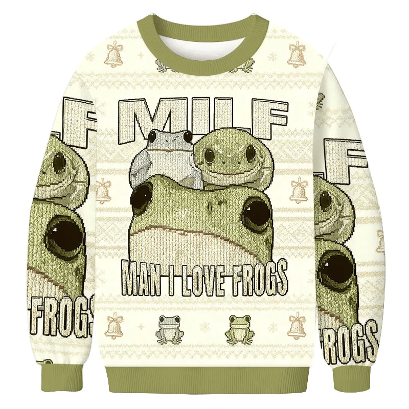 Man I Love Frogs Vintage Christmas Sweater, Ugly Xmas Sweater, Christmas Ugly Sweatshirt