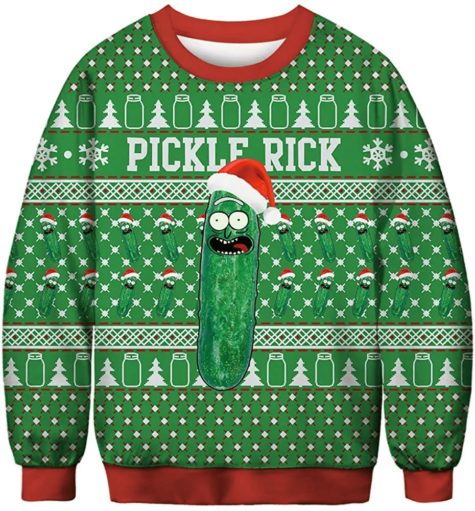Pickle Rick Vintage Christmas Sweater, Ugly Xmas Sweater, Christmas Ugly Sweatshirt ZZIPREV