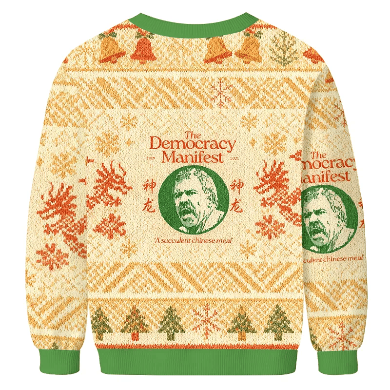Democracy Manifest Succulent Chinese Meal Vintage Christmas Sweater, Ugly Xmas Sweater, Christmas Ugly Sweatshirt