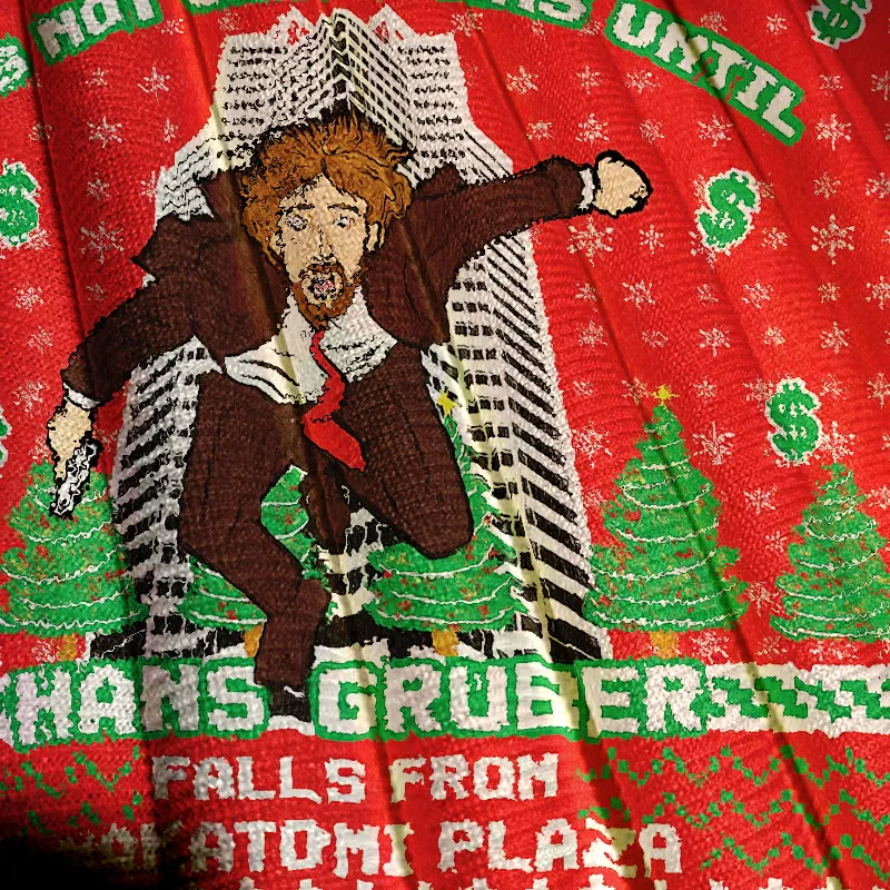 Hans Gruber Fall Nakatomi Plaza Die Hard Vintage Christmas Sweater, Ugly Xmas Sweater, Christmas Ugly Sweatshirt ZZIPREV