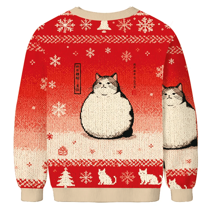 Matsumoto Hoji Cat Vintage Christmas Sweater, Ugly Xmas Sweater, Christmas Ugly Sweatshirt