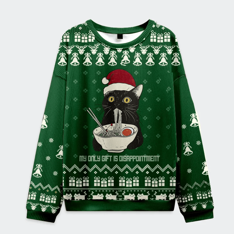 The Cat Eating Ramen Its Only Gift Is Disappointment Funny Ugly Sweater, Ugly Xmas Sweater, Christmas Ugly Sweatshirt
