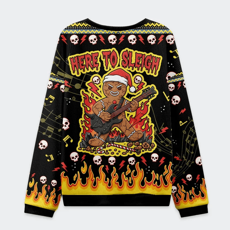 Rock And Roll Gingerbread Man Funny Ugly Sweater, Ugly Xmas Sweater, Christmas Ugly Sweatshirt