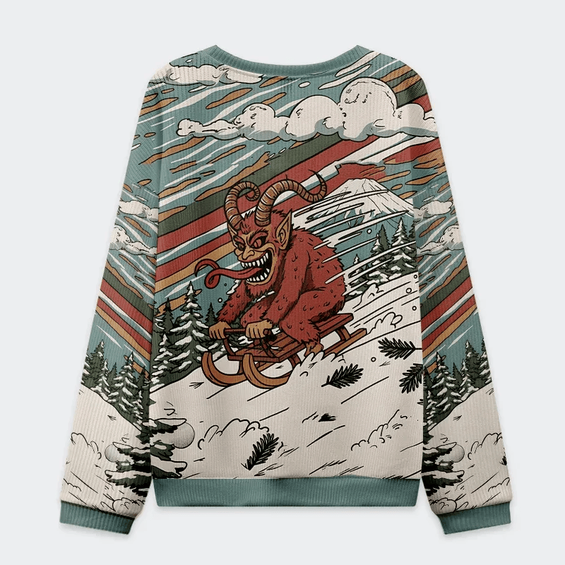 Krampus Sled Funny Ugly Sweater, Ugly Xmas Sweater, Christmas Ugly Sweatshirt