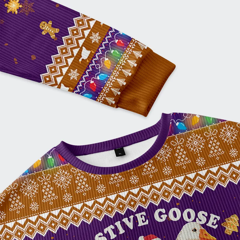 Joyful Gingerbread Goose Ride Funny Ugly Sweater, Ugly Xmas Sweater, Christmas Ugly Sweatshirt