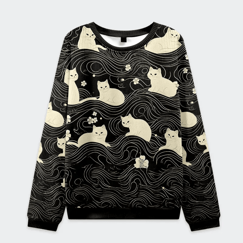 Mysterious Cat Funny Ugly Sweater, Ugly Xmas Sweater, Christmas Ugly Sweatshirt