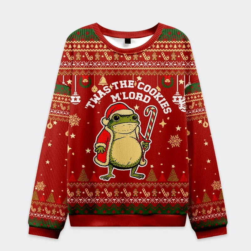 Twas The Cookies Frog Funny Ugly Sweater, Ugly Xmas Sweater, Christmas Ugly Sweatshirt