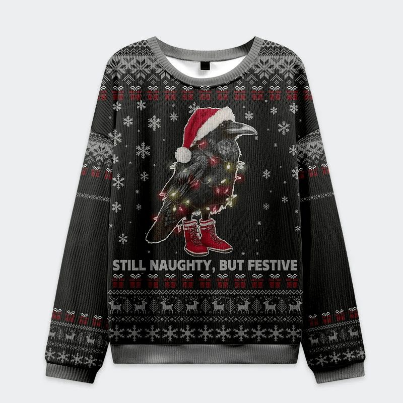 Lights Santa Raven Funny Ugly Sweater, Ugly Xmas Sweater, Christmas Ugly Sweatshirt