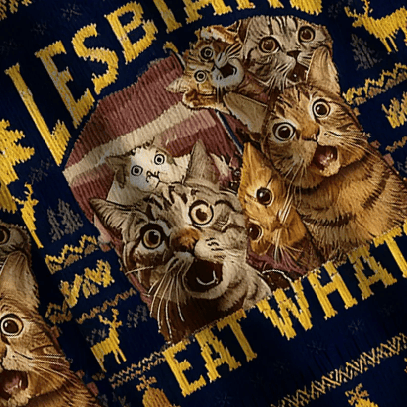 Lesbians Eat What Funny Cat Meme Funny Ugly Sweater, Ugly Xmas Sweater, Christmas Ugly Sweatshirt