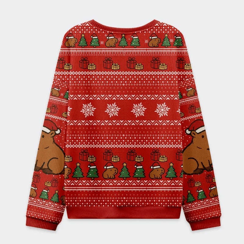 Capybara Celebration Christmas Funny Ugly Sweater, Ugly Xmas Sweater, Christmas Ugly Sweatshirt
