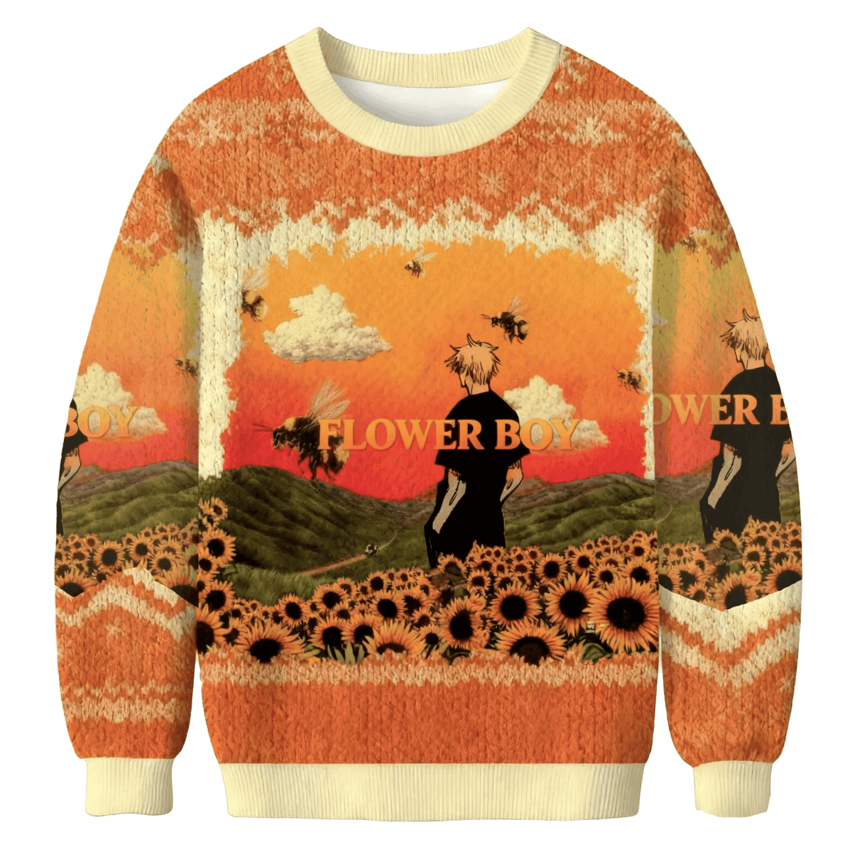 Bees And Orange Sky Funny Ugly Sweater, Ugly Xmas Sweater, Christmas Ugly Sweatshirt