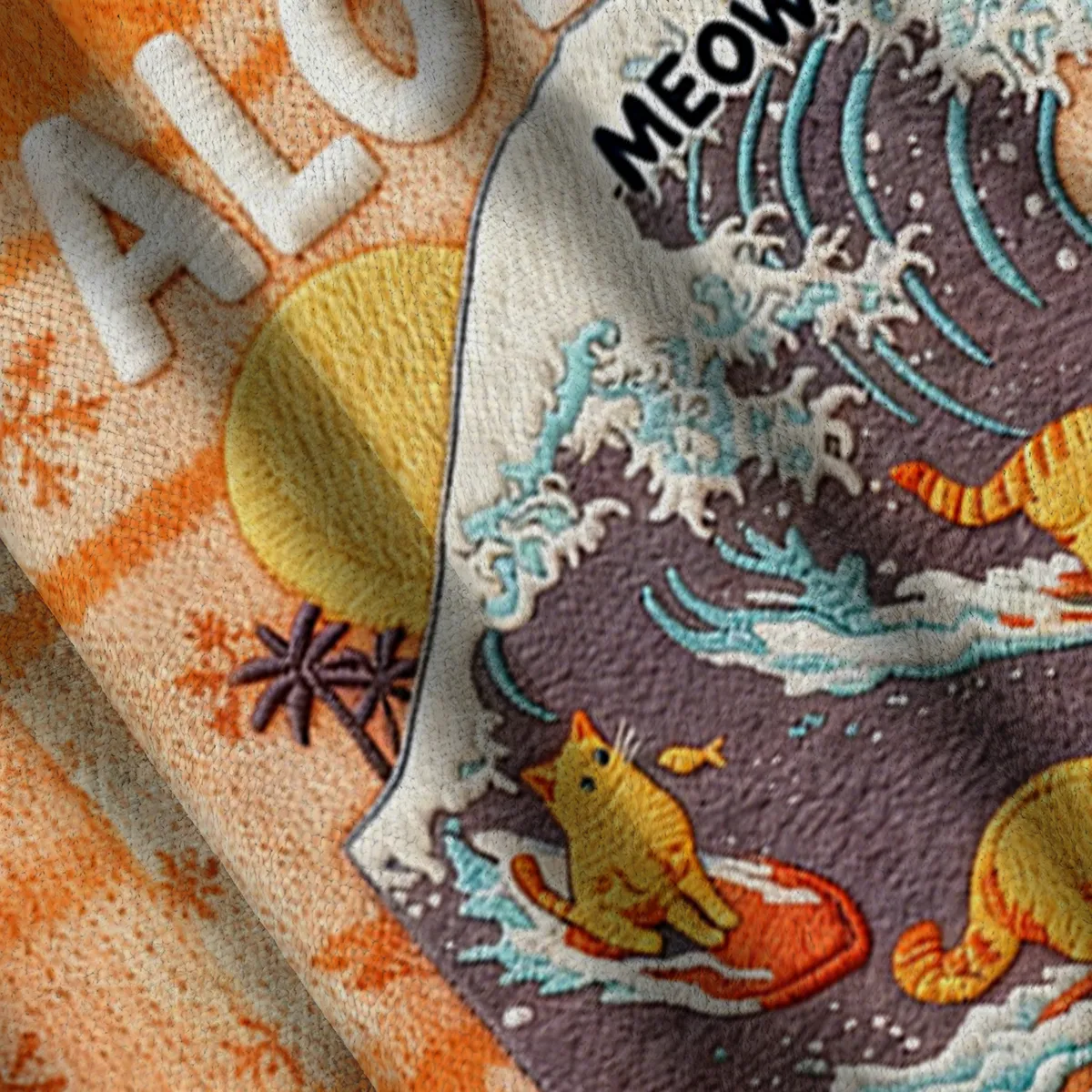 Aloha Meowaii Free Surfing Cat Ugly Sweater, Funny Christmas Ugly Sweatshirt, Gift Ideas For Cat Lovers
