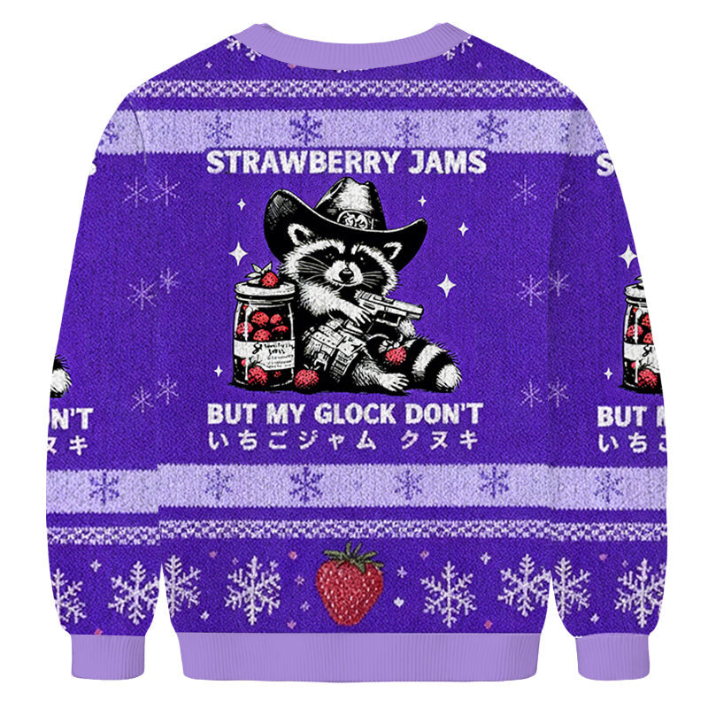 Strawberry Jams But My Glock Don't Christmas Sweater, Ugly Xmas Sweater, Christmas Ugly Sweatshirt