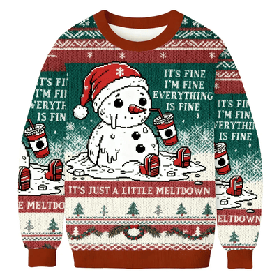 Mental Health It's Just A Little Meltdown Funny Ugly Sweater, Ugly Xmas Sweater, Christmas Ugly Sweatshirt