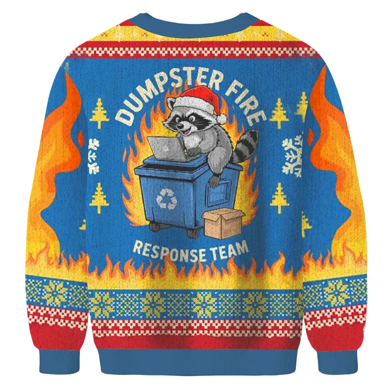 Dumpster Fire Response Team Raccoon Funny Ugly Sweater, Ugly Xmas Sweater, Christmas Ugly Sweatshirt
