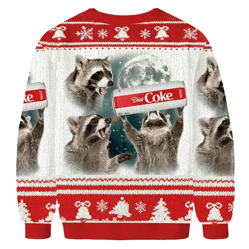 Raccoons With Diet Coke Funny Ugly Sweater, Ugly Xmas Sweater, Christmas Ugly Sweatshirt