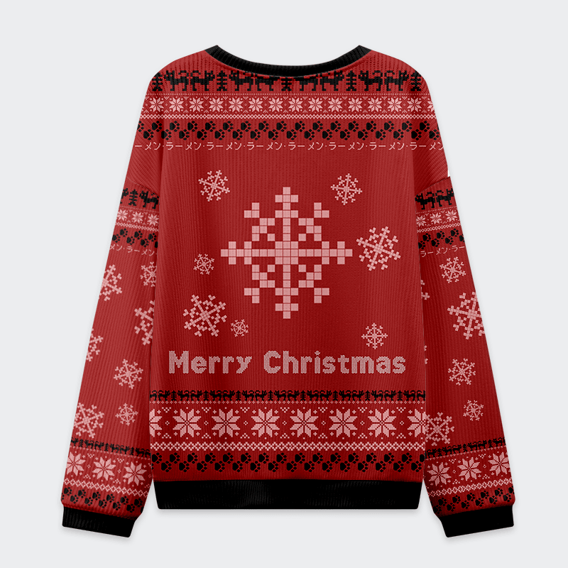 Fat Cat Eating Ramen Funny Ugly Sweater, Ugly Xmas Sweater, Christmas Ugly Sweatshirt