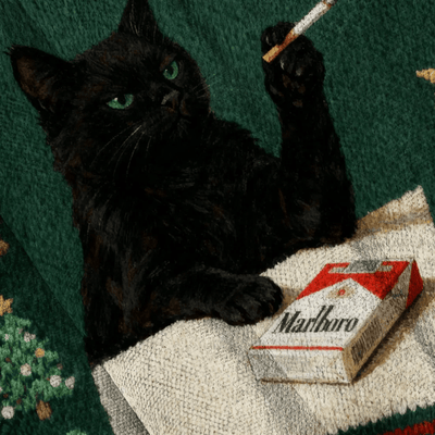 Smoking Marlboro Black Cat Meme Funny Ugly Sweater, Ugly Xmas Sweater, Christmas Ugly Sweatshirt ZZIPREV